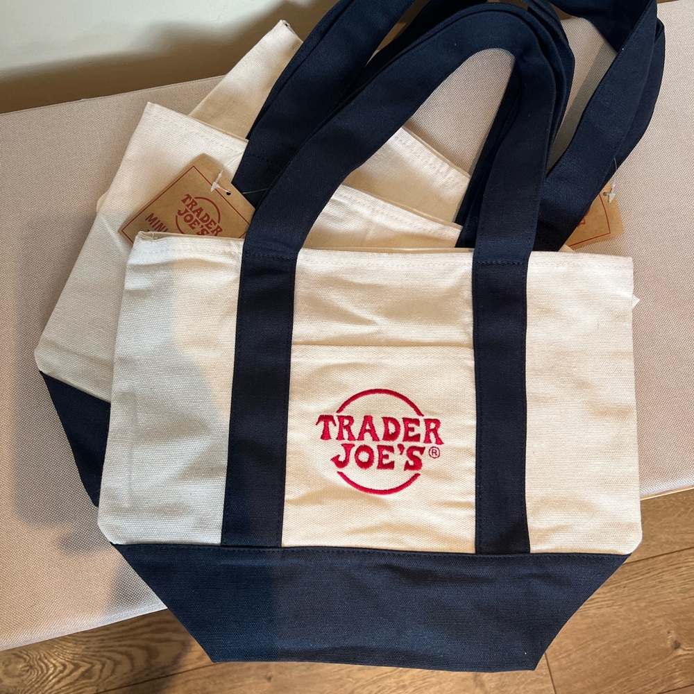 Trader Joe's Mini Canvas Tote Bag Navy